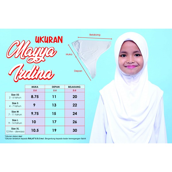Irdina Pinless Instant Tudung (Size XS-L)